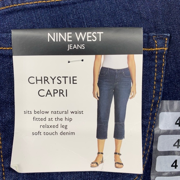 Nine West 4 Chrystie Capri Jeans Stretch Dark Wash Comfort Blue Denim NEW - Picture 6 of 7